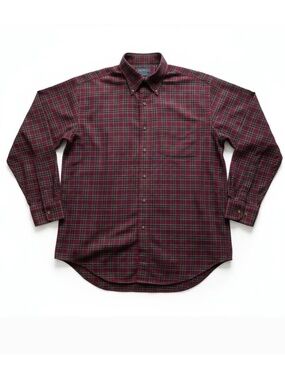 Brooks Brothers Red Plaid Button Down Shirt Cotton Long Sleeve Size XL